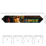 Yanfind Table Runner Billboard Street City Time Illuminated Lights Downtown Kong Taxi Evening Traffic Travel Everyday Dining Wedding Party Holiday Home Decor