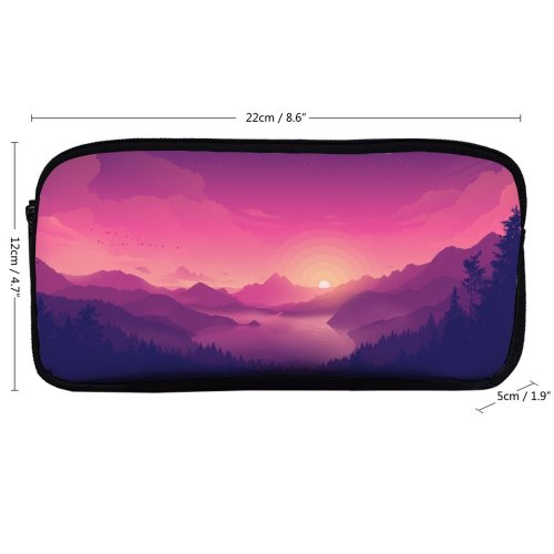 yanfind Pencil Case YHO Coyle Lakeside Sky Sunset Minimal Art Gradient Landscape Scenic Panorama Zipper Pens Pouch Bag for Student Office School