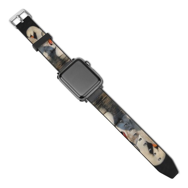 yanfind Watch Strap for Apple Watch  Winter Lake Elegant Bird Vertebrate Beak Ducks Geese Swans Duck Waterfowl Compatible with iWatch Series 5 4 3 2 1