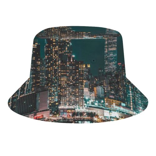 yanfind Adult Fisherman's Hat Sanaan Mazhar York City Skyscrapers Night Cityscape Night City Lights Fishing Fisherman Cap Travel Beach Sun protection