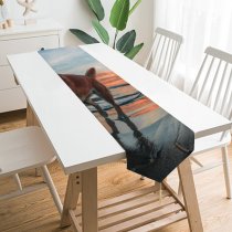 Yanfind Table Runner Recreation Sea Outdoors Leisure Beach Shore Sunset Seashore Travel Vacation Sun Sand Everyday Dining Wedding Party Holiday Home Decor