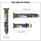 yanfind Watch Strap for Apple Watch Trees Forest Plants Grass Field Woods Sunrise Plantation Tree Natural Trunk Compatible with iWatch Series 5 4 3 2 1