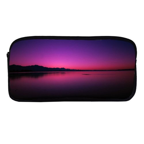 yanfind Pencil Case YHO Travis Blessing Sunset Lake Dusk Purple Sky Reflection Dawn Dark Backlit Zipper Pens Pouch Bag for Student Office School