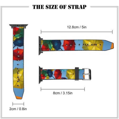 yanfind Watch Strap for Apple Watch Umbrellas Colorful Street Decoration Multicolor Compatible with iWatch Series 5 4 3 2 1