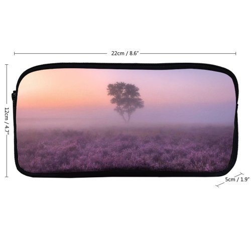 yanfind Pencil Case YHO Simon Van Ooijen Lavender Fields Purple Foggy Landscape Tree Sunrise Zipper Pens Pouch Bag for Student Office School