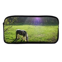 yanfind Pencil Case YHO Bucolic Morning Natural Atmospheric Spring Horse Landscape Sky Light Meadow Pasture Tranquility Zipper Pens Pouch Bag for Student Office School