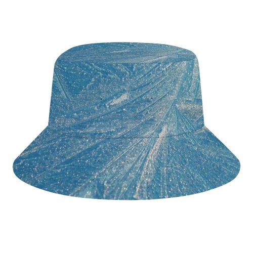 yanfind Adult Fisherman's Hat Winter Texture Frost Ice Azure Frost Fishing Fisherman Cap Travel Beach Sun protection