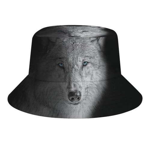 yanfind Adult Fisherman's Hat Randy Rodriguez Black Dark Wolf Beast Wild Wolf Fishing Fisherman Cap Travel Beach Sun protection