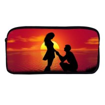 yanfind Pencil Case YHO Pete Linforth Love Couple Sunset Proposal Silhouette Romantic Lovers Together Zipper Pens Pouch Bag for Student Office School