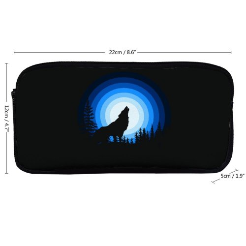 yanfind Pencil Case YHO Suryapraveen Dark Minimal Wolf Howling Silhouette Zipper Pens Pouch Bag for Student Office School