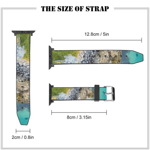 yanfind Watch Strap for Apple Watch Johny Goerend Island Aerial Sea Shore Ocean Rock Coast Clear Compatible with iWatch Series 5 4 3 2 1