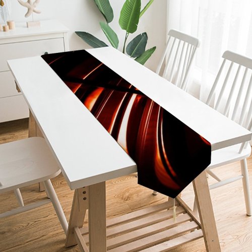 Yanfind Table Runner Blur Fractal Dynamic Metal Design Artistic Insubstantial Creativity Energy Colorful Curve Bronze Everyday Dining Wedding Party Holiday Home Decor