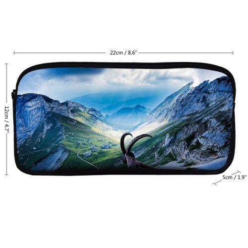 yanfind Pencil Case YHO Robin Kamp Mount Pilatus Goat Landscape Valley Clouds Sunlight Scenic Zipper Pens Pouch Bag for Student Office School