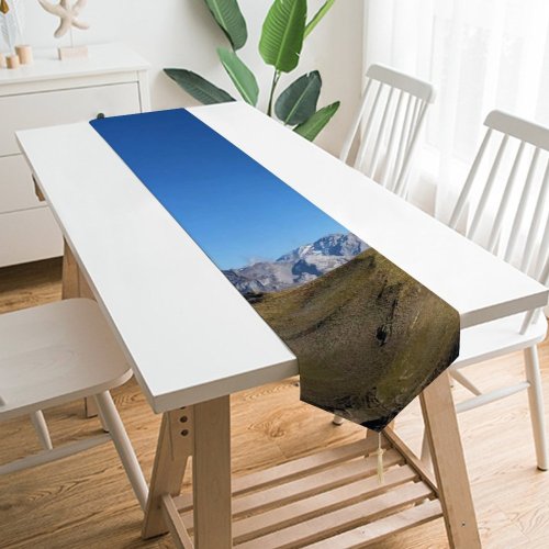Yanfind Table Runner Scenery Ridge Range Trail Sky Slope Summit Mountain Summer Scenic Free Everyday Dining Wedding Party Holiday Home Decor
