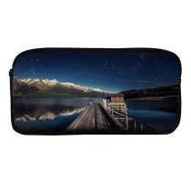 yanfind Pencil Case YHO Dominic Kamp Lake Wakatipu Zealand  Range Snow Covered Reflection  Mountains Zipper Pens Pouch Bag for Student Office School
