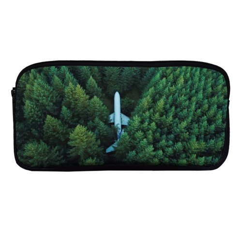 yanfind Pencil Case YHO Airplane Trees Aerial Forest Alpine Trees Zipper Pens Pouch Bag for Student Office School
