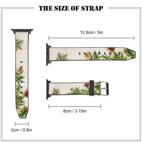 yanfind Watch Strap for Apple Watch Celebrations Christmas Decoration Pine Branches Balls  Wooden Merry Compatible with iWatch Series 5 4 3 2 1
