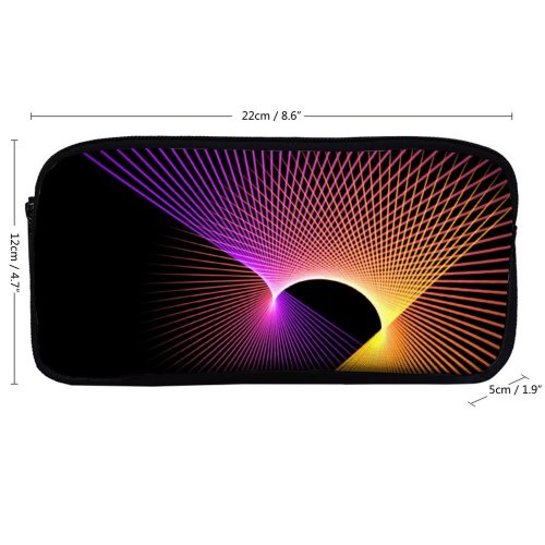yanfind Pencil Case YHO PIRO Abstract Dark Patterns Multicolor Lines Colorful Glowing Zipper Pens Pouch Bag for Student Office School