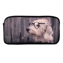 yanfind Pencil Case YHO Dog Funny Glasses Wooden Zipper Pens Pouch Bag for Student Office School