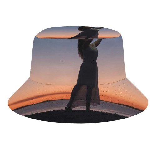 yanfind Adult Fisherman's Hat Ruvim Girl Moon Beach Sunset Fishing Fisherman Cap Travel Beach Sun protection