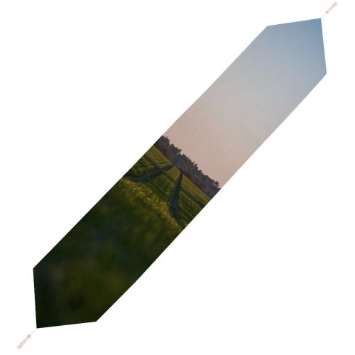 Yanfind Table Runner Simplistic Offroad Field Farmer Sky Tree Paddy Grass Simple Space Free Everyday Dining Wedding Party Holiday Home Decor