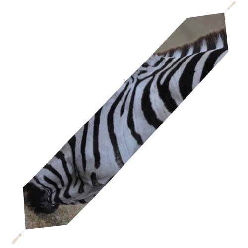 Yanfind Table Runner Zebra Grazing Africa Stripes Feeding Grass Vertebrate Terrestrial Wildlife Snout Mane Everyday Dining Wedding Party Holiday Home Decor