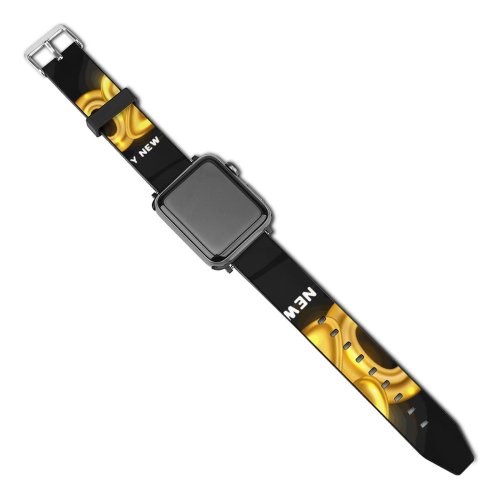 yanfind Watch Strap for Apple Watch Celebrations Year Happy Golden Letters Dark Compatible with iWatch Series 5 4 3 2 1