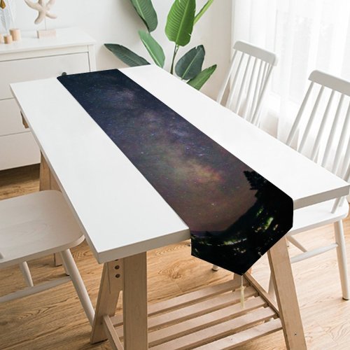Yanfind Table Runner Backlit Sky Evening Silhouette Dark Astronomy Scenic Starry Galaxy Cosmos Stars Everyday Dining Wedding Party Holiday Home Decor