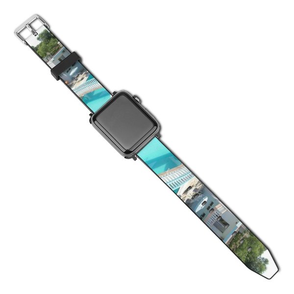 yanfind Watch Strap for Apple Watch Summer Rhodes Rhodos Pool Property Building Real Estate Vacation Resort Home Villa Compatible with iWatch Series 5 4 3 2 1