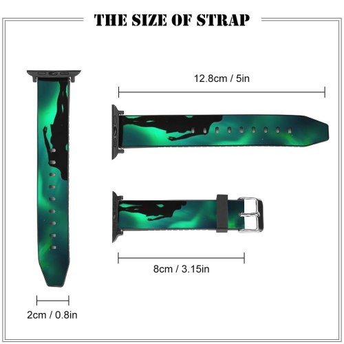 yanfind Watch Strap for Apple Watch Love Couple Aurora Borealis Night Romantic Together Silhouette Northern Lights Compatible with iWatch Series 5 4 3 2 1
