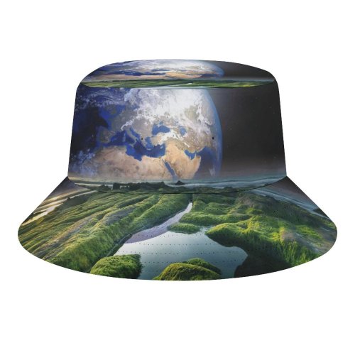 yanfind Adult Fisherman's Hat PIROD Space Earth Stars Solaris Sea Fishing Fisherman Cap Travel Beach Sun protection