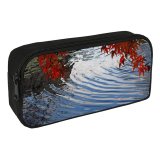 yanfind Pencil Case YHO Reflections Autumn Woody Leaves Pond Ripples Reflection Fall Sky Plant Leaf Pond Zipper Pens Pouch Bag for Student Office School