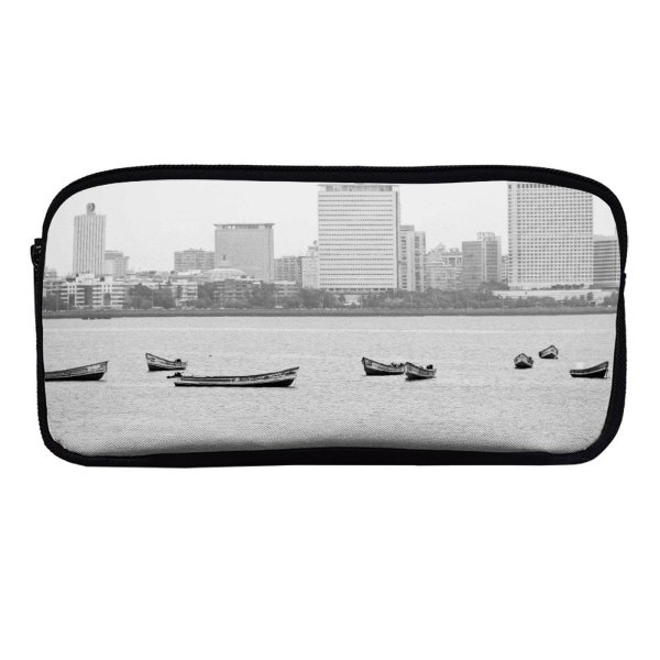 yanfind Pencil Case YHO Boats City Sea Buildings Beach Ocean Cityscape Zipper Pens Pouch Bag for Student Office School