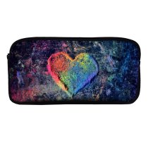 yanfind Pencil Case YHO Sharon McCutcheon Love Heart Rainbow Colorful Chalk Zipper Pens Pouch Bag for Student Office School