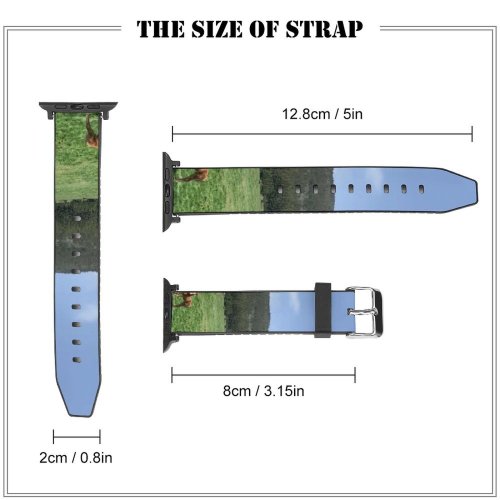 yanfind Watch Strap for Apple Watch Rural Countryside 제주시 Pasture Farm Pictures Cow Grassland Outdoors Grey Ranch Compatible with iWatch Series 5 4 3 2 1