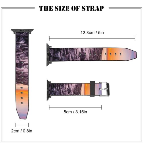yanfind Watch Strap for Apple Watch Lighthouse Beach Rocky Coast Sunset Hour Compatible with iWatch Series 5 4 3 2 1