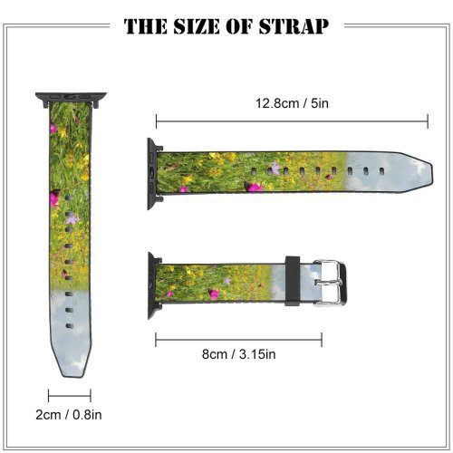 yanfind Watch Strap for Apple Watch Rural Countryside Plant Farm Grassland Outdoors Stock Flowers Free Flower Field Compatible with iWatch Series 5 4 3 2 1