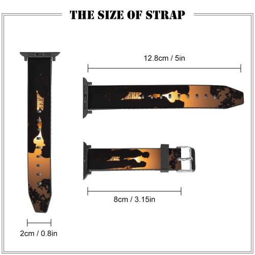 yanfind Watch Strap for Apple Watch Love Couple Silhouette Sunset Backlit Seascape Dawn Beach Romantic Compatible with iWatch Series 5 4 3 2 1