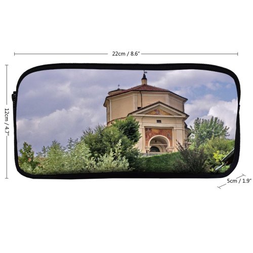 yanfind Pencil Case YHO Building Building Old Place Sky Concrete Architectural Church Aged Chapel Landscape Plant Zipper Pens Pouch Bag for Student Office School
