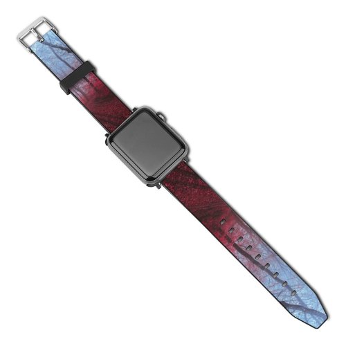 yanfind Watch Strap for Apple Watch Maple Trees Maple Leaves Foliage Path Forest Foggy Morning Compatible with iWatch Series 5 4 3 2 1