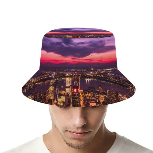 yanfind Adult Fisherman's Hat Henrik Pfitzenmaier York City Twilight Sunset Cityscape City Lights Fishing Fisherman Cap Travel Beach Sun protection