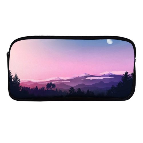 yanfind Pencil Case YHO RmRadev  Evening Sky Mountains Forest Silhouette Zipper Pens Pouch Bag for Student Office School