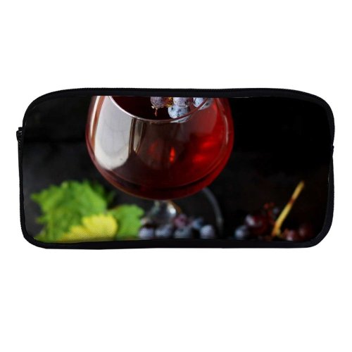 yanfind Pencil Case YHO Images Glass Flora Sauvignon Rim Grapes Alcohol Plant Produce Fruits Wine Grape Zipper Pens Pouch Bag for Student Office School
