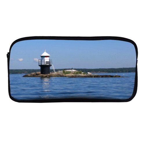 yanfind Pencil Case YHO Lighthouse  Calm Sea Sky Ocean Lighthouse Ocean Bird Archipelago  Waterway Zipper Pens Pouch Bag for Student Office School