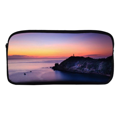 yanfind Pencil Case YHO Quang Nguyen Lighthouse Sunset Dusk  Seascape Scenic Ocean Zipper Pens Pouch Bag for Student Office School