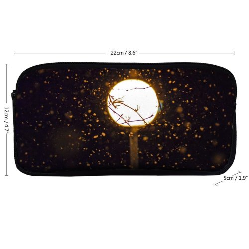 yanfind Pencil Case YHO  Winter Post Dark Shining Illuminated Lamp Insubstantial Evening Space Light Luminescence Zipper Pens Pouch Bag for Student Office School