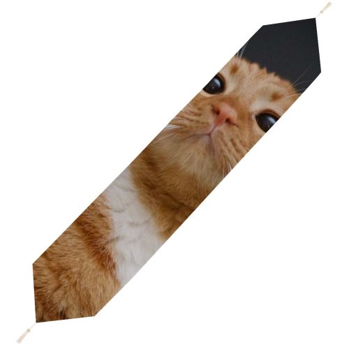 Yanfind Table Runner Young Kitty Pet Funny Kitten Portrait Tabby Whiskers Cute Little Adorable Staring Everyday Dining Wedding Party Holiday Home Decor