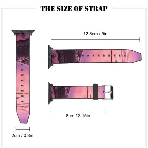 yanfind Watch Strap for Apple Watch Visar Neziri Sunset Scenery Lake Rocks Sky Compatible with iWatch Series 5 4 3 2 1