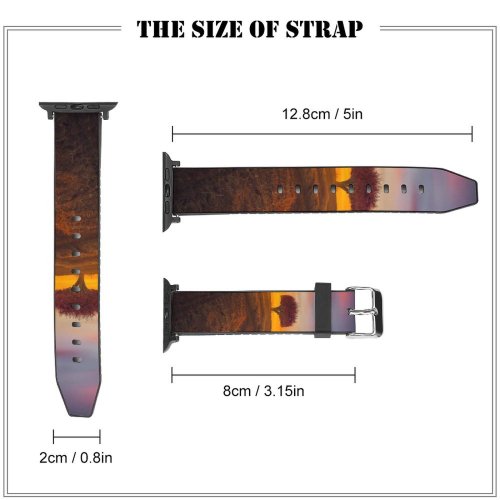 yanfind Watch Strap for Apple Watch Lone Tree Agriculture Fields Sunset Evening Landscape Scenery Countryside Compatible with iWatch Series 5 4 3 2 1