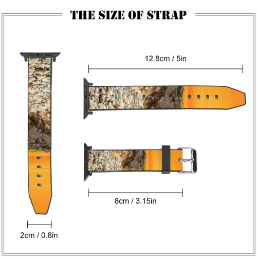 yanfind Watch Strap for Apple Watch Landscape Sky Rocks Pebbles Sunset Ocean Coastal Scenery Compatible with iWatch Series 5 4 3 2 1
